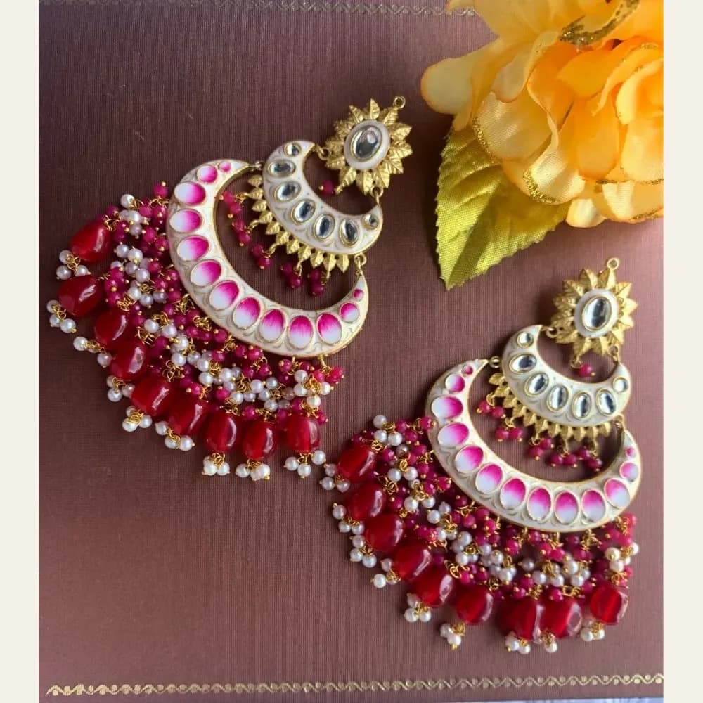 Rangrez meenakari chandbali earrings for women