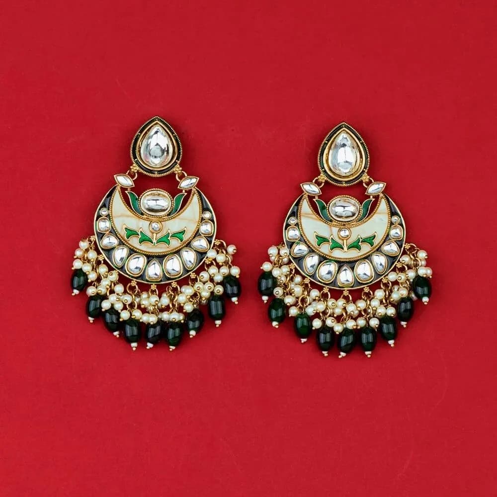 Ziya pearl meenakari statement earrings